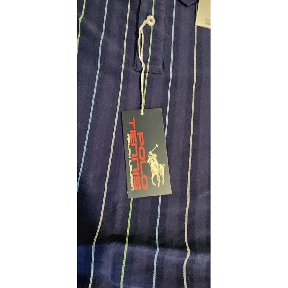 NWT‎ Polo Ralph Lauren Tennis US Open Polo Shirt XXL Navy Stripe Pima Cotton
